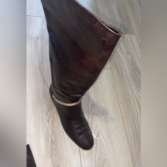 Migliorini Brown Leather Riding Boots gently worn size 9.5 with gold accent - Picture 7 of 9